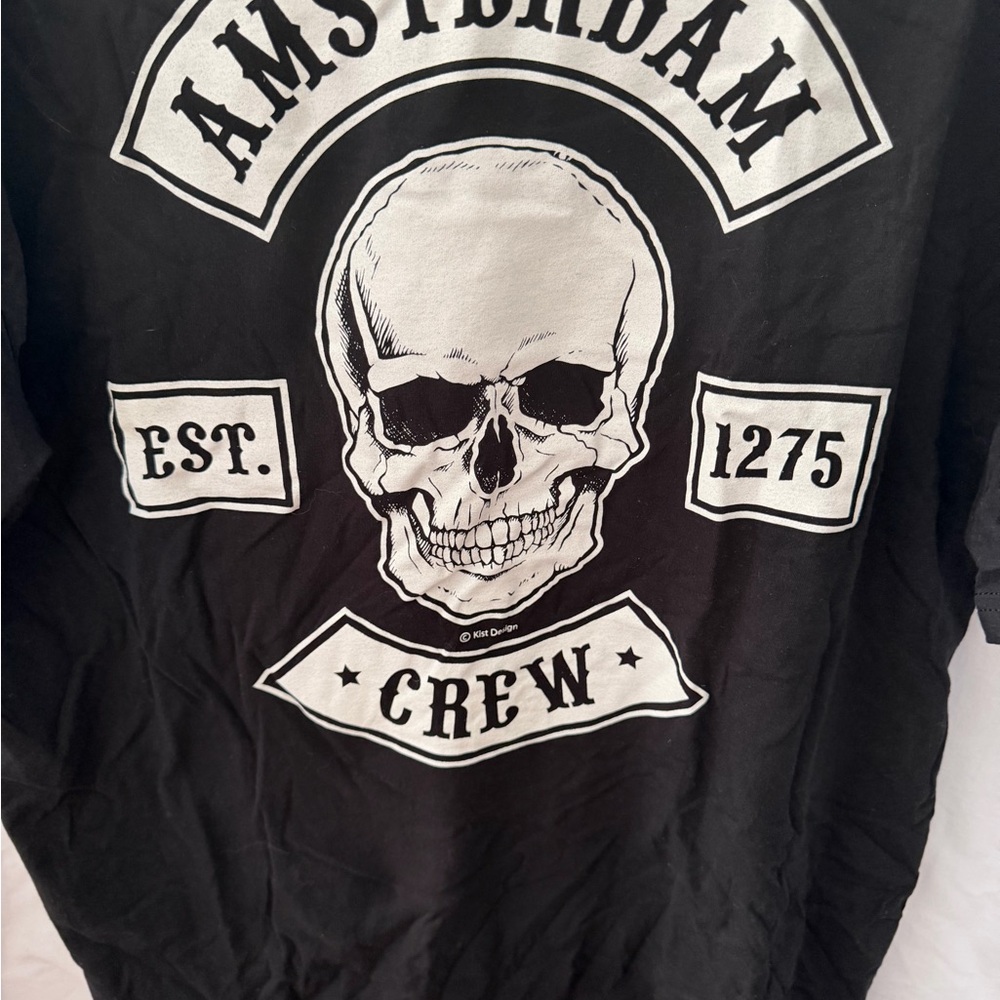 Black Amsterdam Crew Skull Graphic T-Shirt Men’s  XXL